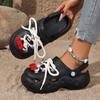 Fashion Cartoon Hole Shoes Women Wear Breathable and Non-smelly Feet Heightening Beach Sandals Thick-soled Non-slip Bag Head Slippers