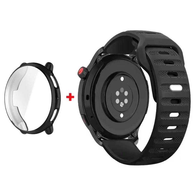 Silicone Strap with TPU Case Cover for Amazfit Active 2 Sport Breathable Replace Watchband