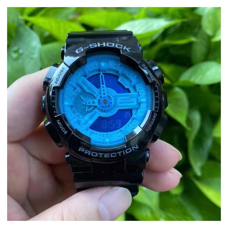 Casio Серия G-SHOCK Серия YOUTH Флуоресцентный синий цвет Цвет Модный и динамичный Многофункциональный Спортивный Водонепроницаемый Кварцевый механизм GA-110B-1A2PR