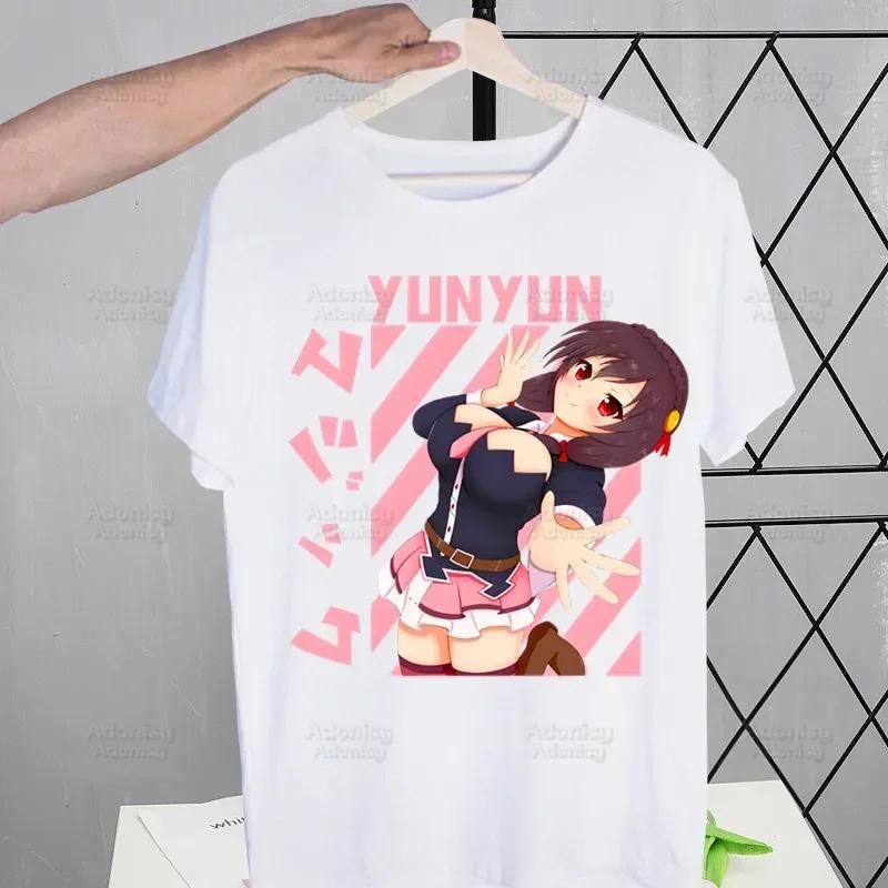 KonoSuba Мегумин Kono Subarashii Кадзума Футболки Мужская Футболка Харадзюку Мужская Одежда Летняя Уличная Одежда Повседневная Футболка С Коротким Рукавом Топы