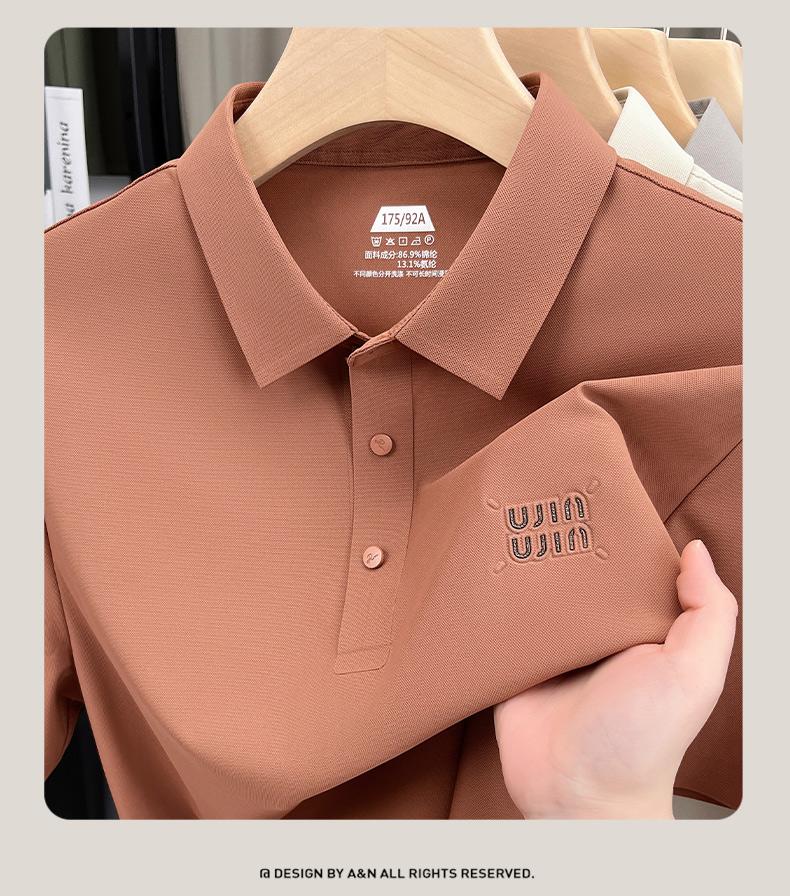 Jovo summer cool feeling business casual breathable commuting short sleeved polo shirt with no trace antibacterial properties