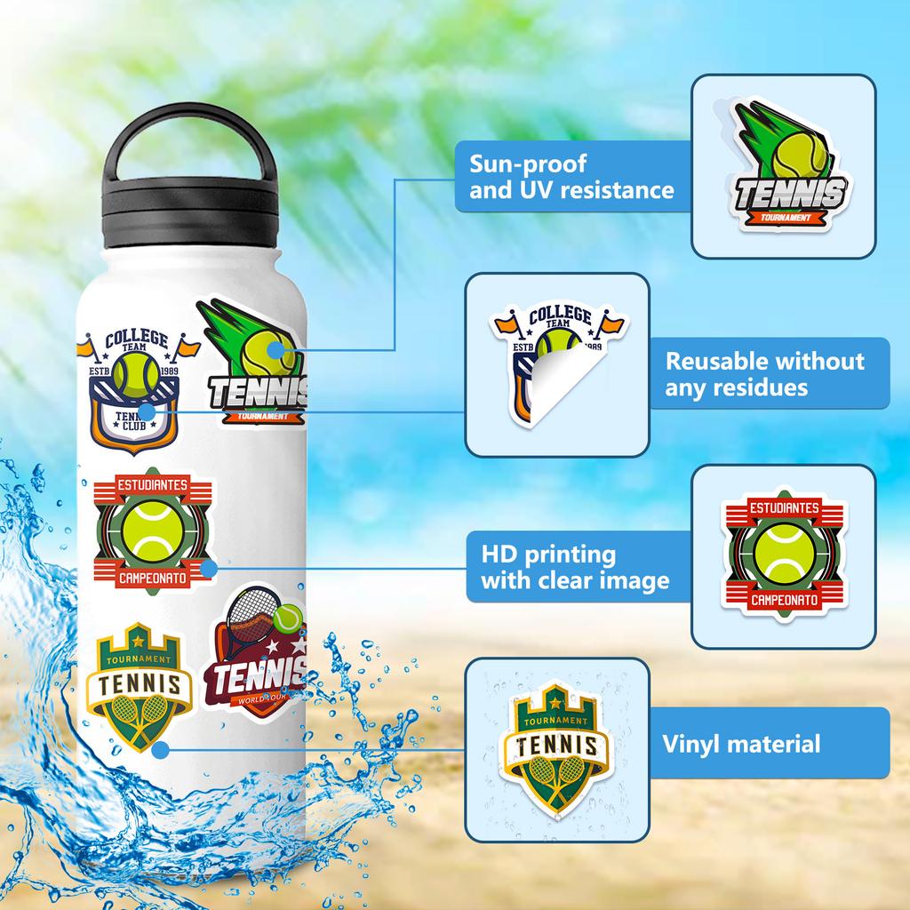 50 теннисных граффити-наклеек Персонализированные спортивные наклейки Чехол для мобильного телефона Компьютер