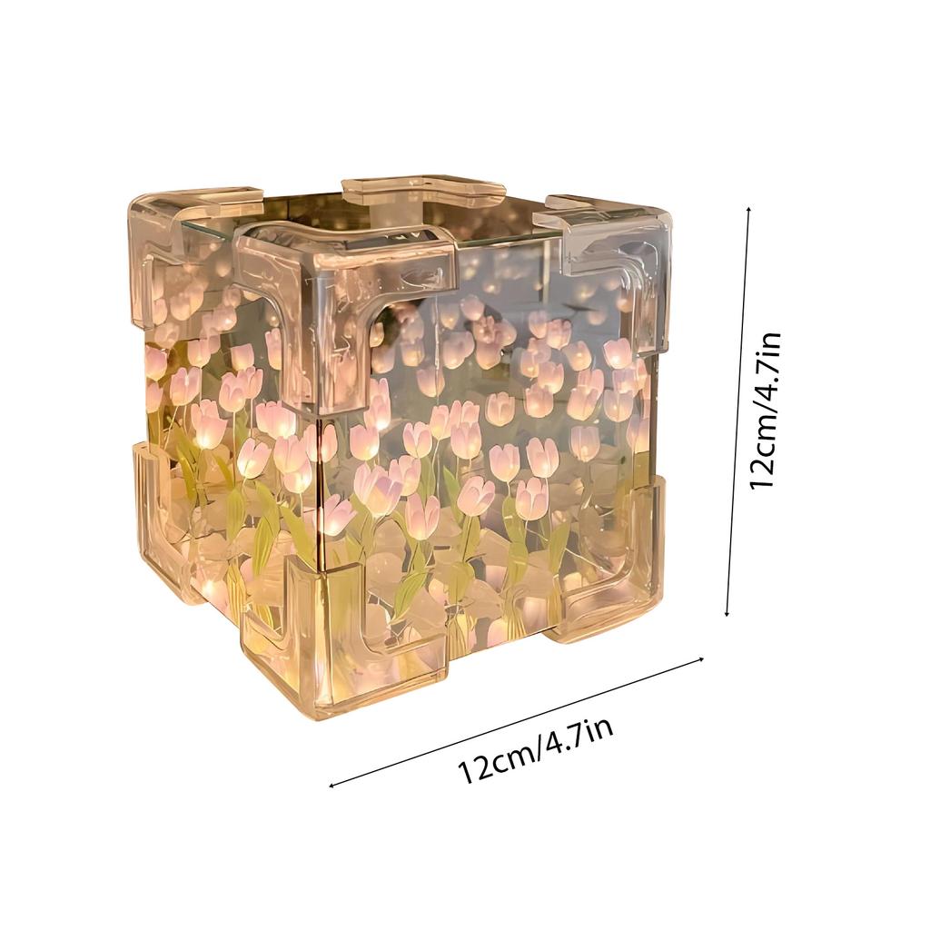 DIY Tulip Lamp 2-in-1 Mirror Flower Night Light Unfinished Handmade Craft Decorative Lamp 24 Flower