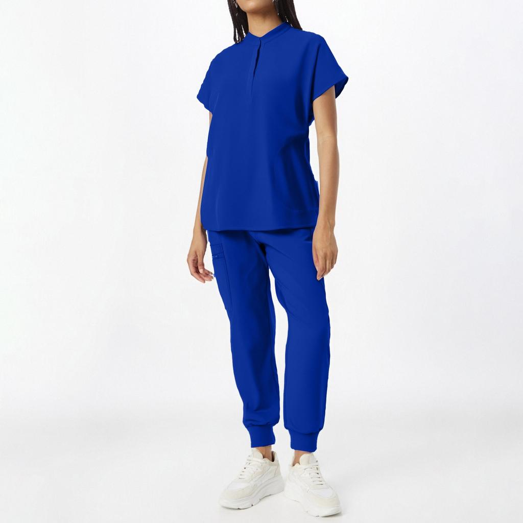 Женские однотонные брюки с короткими рукавами и карманами, брюки с завязками на ногах, комплект из двух предметов для работы