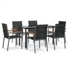 VidaXL 7-piece Garden Dining Set Black Textilene and Steel 3187044