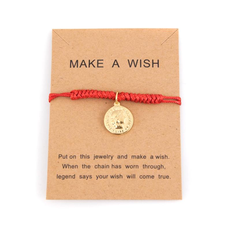 Lucky Coin Amulet Bracelet for Women Saint Benedict Our Lady Heart Charm Stainless Steel Jewelry Red String Rope Bracelet Gift