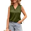 HNXC Женские модные повседневные летние однотонные блузки и рубашки без рукавов с v-образным вырезом и принтом