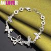 925 Sterling Silver Five Butterfly Chain Bracelet Jewelry