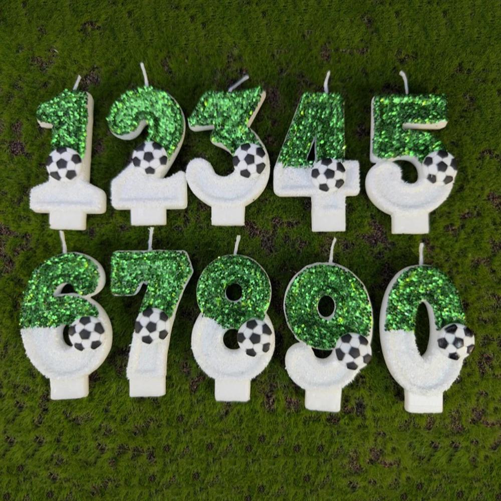 Football Cake Candles Birthday 0 1 2 3 4 5 6 7 8 9 Number Candle Soccer Cupcake Toppers Cake Decorating Supplies Boy Girl Gift