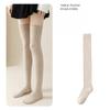 2 Pairs Solid Thick Plush Lined Thigh High Stockings, Warm Slim Fit Over The Knee Socks For Fall & Winter, Women's Stockings & Hosiery