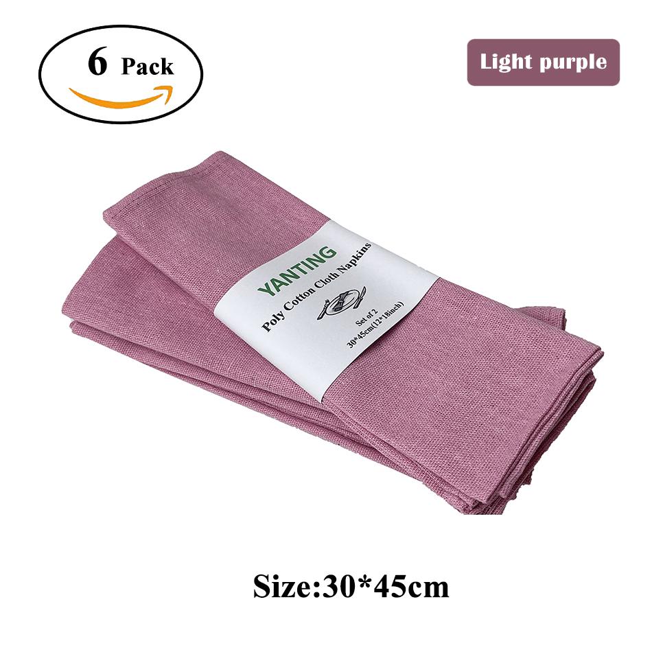 6 ШТ 30X45СМ 12X18 Дюймов Салфетки из ткани светло-фиолетового цвета Моющиеся Многоразовые Подставки на стол для свадебной вечеринки Домашнее украшение обеденного стола