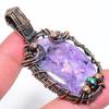 Natural Russian Charoite Gemstone Copper Wire Wrap Gift Pendant 2.56" s8Z54