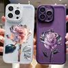 Для iPhone 15 14 13 Pro Max чехол с рисунком розы противоударный силиконовый прозрачный мягкий чехол для телефона для iPhone 13 14 15 Pro