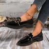 Platform Single Shoes Autumn New Round Toe Deep Mouth Rhinestone Metal Button Soft Sole Non-slip Block Heel Shoes