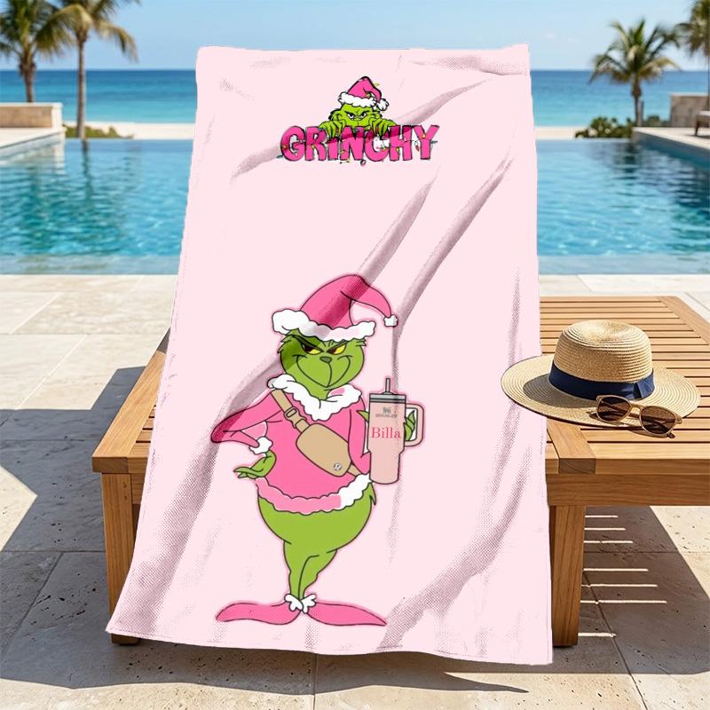 Grinchy Vibes Stylish Digital Printing Beach Towel Quick Drying Absorbent Blanket For Beach Pool Gym Travel Christmas Gift C9211443