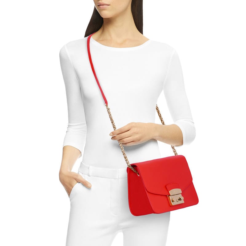 Furla Коллекция Metropolis Сумка-поросенок из коровьей кожи, Сумка на плечо, Сумка через плечо Маленькая женская Красная 1007217