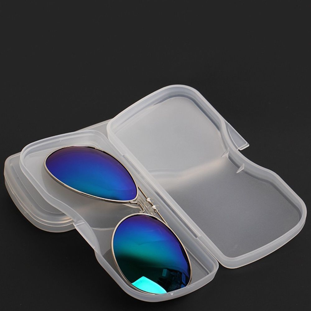 Portable Matte Transparent White Glasses Case Hard Box Eyewear Accessories Clip