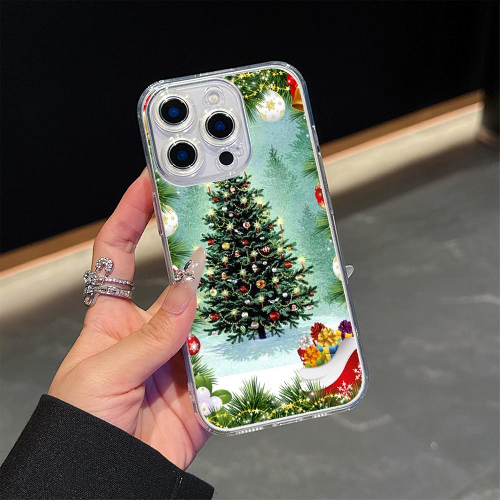 Ae121 Merry Christmas Santa design art Magsafe Transparent Cases для Samsung S23 S24 Ultra S21 FE iPhone16 Pro Max Magnetic Wireless Charge Back Cover