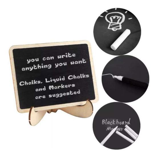 Мини-меловая доска с подставкой, многоразовая маленькая доска, украшение, стираемая деревянная доска для сообщений, табличка, настольное украшение