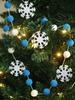 Christmas Snowflake Pom Pom Garland, Blue & White Felt Ball String, Festive Hanging Decor for Xmas Tree, Wall, Fireplace & Party