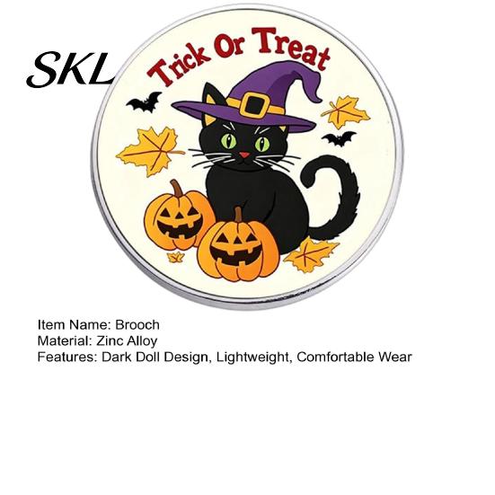 Costume Brooch Pin, Halloween Dark Stitched Doll with Bandage Patch Exquisite Craftsmanship Design, Zinc Alloy Round Badge, Lightweight Clothes