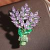 ZAKOL Romantic Purple Lavender Flower Brooches For Women Girls Japan Korea Alloy Crysal Plant Clothes Accessories Zircon Gifts
