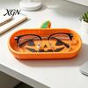 Halloween Home Decor 3D Printed Pumpkin Glasses Storage Tray, Decorative Desktop Organizer Tray for Sunglasses Keys & Jewelry, Themed Entrance Key