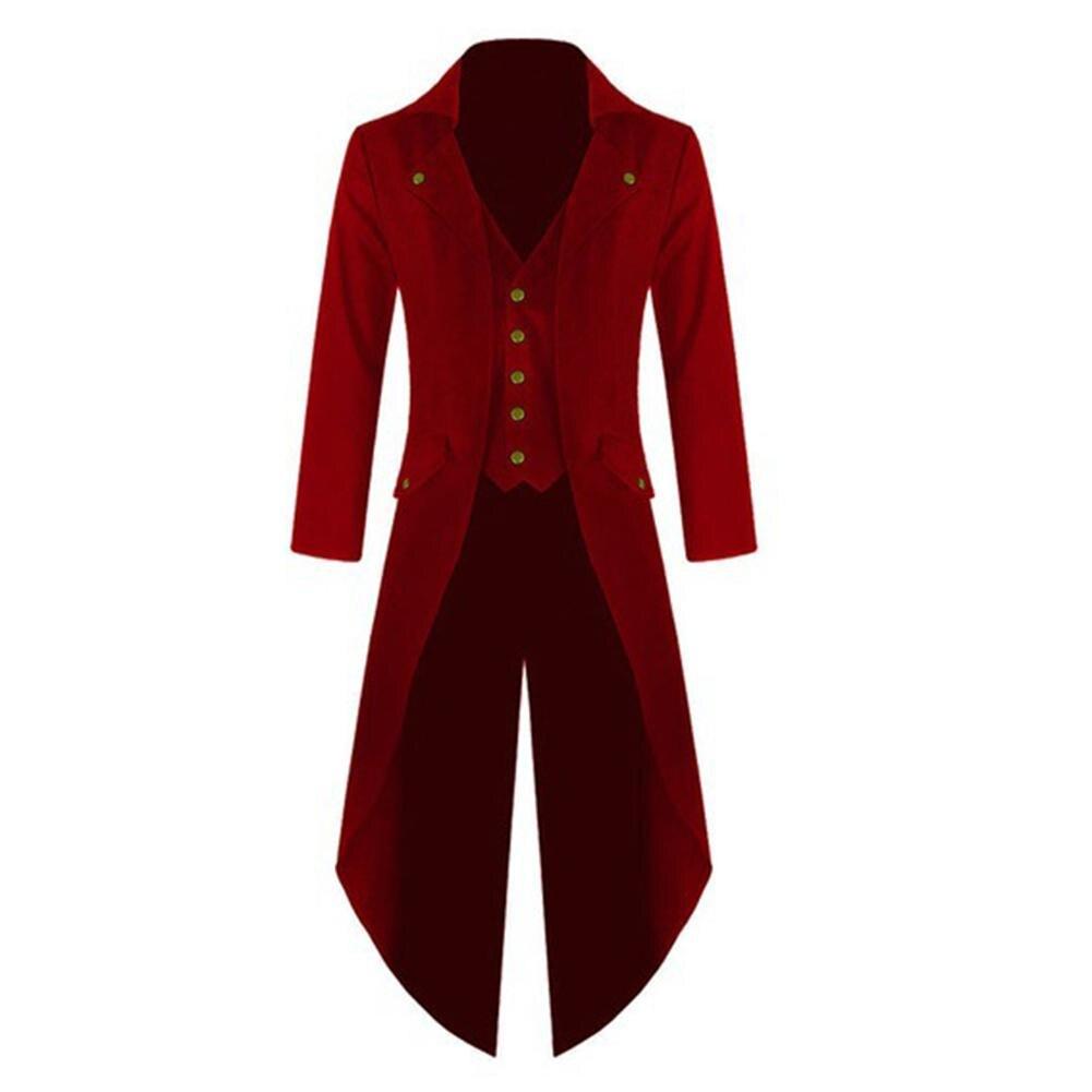 Men Medieval Renaissance Jacket Cosplay Costume Solid Color Long Uniform Coat for Men Clothing