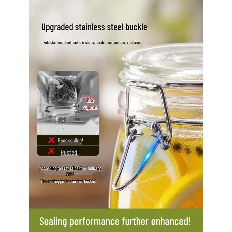 Round Glass Storage and Pickle Jar with Airtight Seal