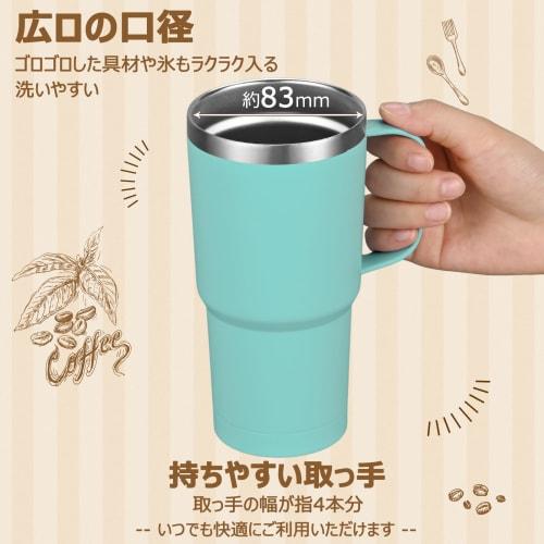 Livole Vacuum Insulated Stainless Steel Coffee Mug, Keeps Hot or Cold, 600ml Large Capacity, with Lid, Tumbler, Travel Mug, Handle, Large Double-Walle