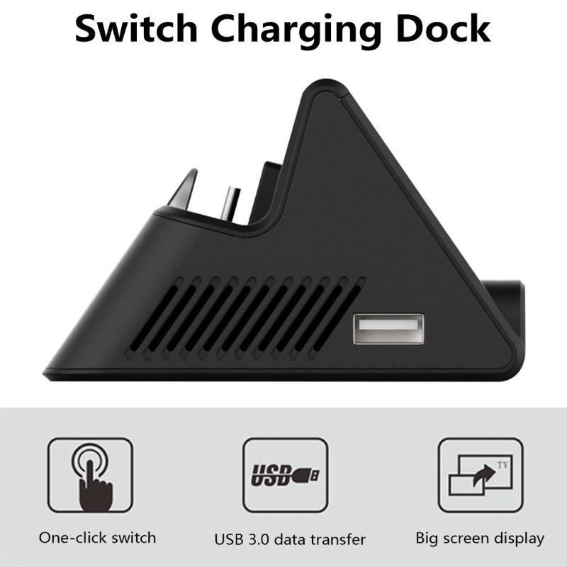 Replacement Charging Dock Station Stand Fit for NS TV Adapter Charging Adapter with Heatsink Function