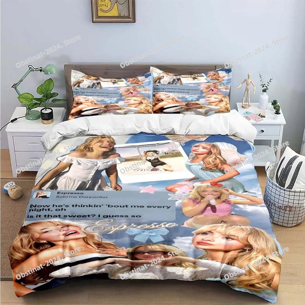 Singer Girls S-Sabrina Carp Bedding Set Printed Duvet Cover Sheet Pillowcase Soft Quilt Cover Full Queen King Size Luxury Gift