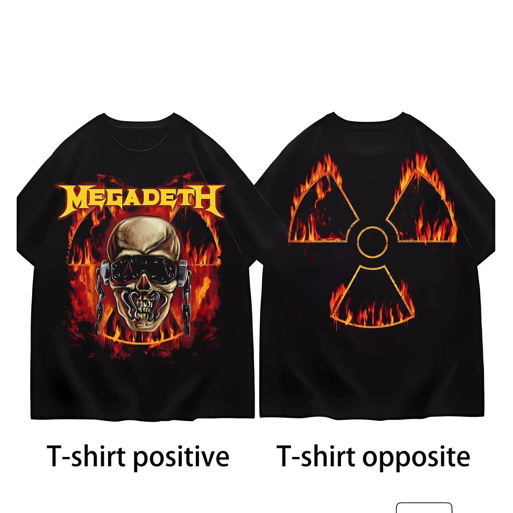 Летний тренд Megadeth 2025: Мужские футболки из 100% чистого хлопка с ретро-круглым вырезом и короткими рукавами в стиле хэви-метал