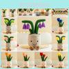 Plush Tulip Flower Succulent Potted Plant Ornament Home Furniture Decoration