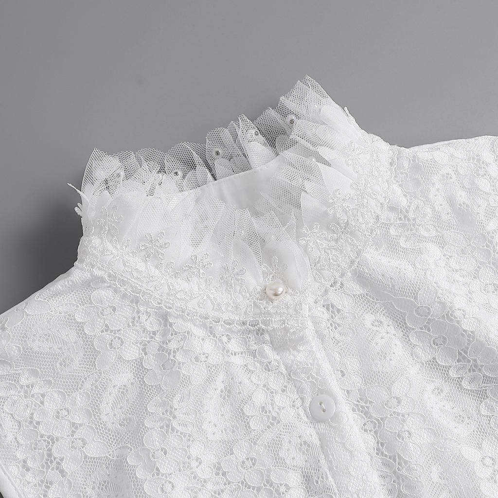 Шифоновое кружево, ложный воротник для осеннего свитера, рубашки, высокий воротник-стойка, съемное украшение, женский вышитый ложный воротник