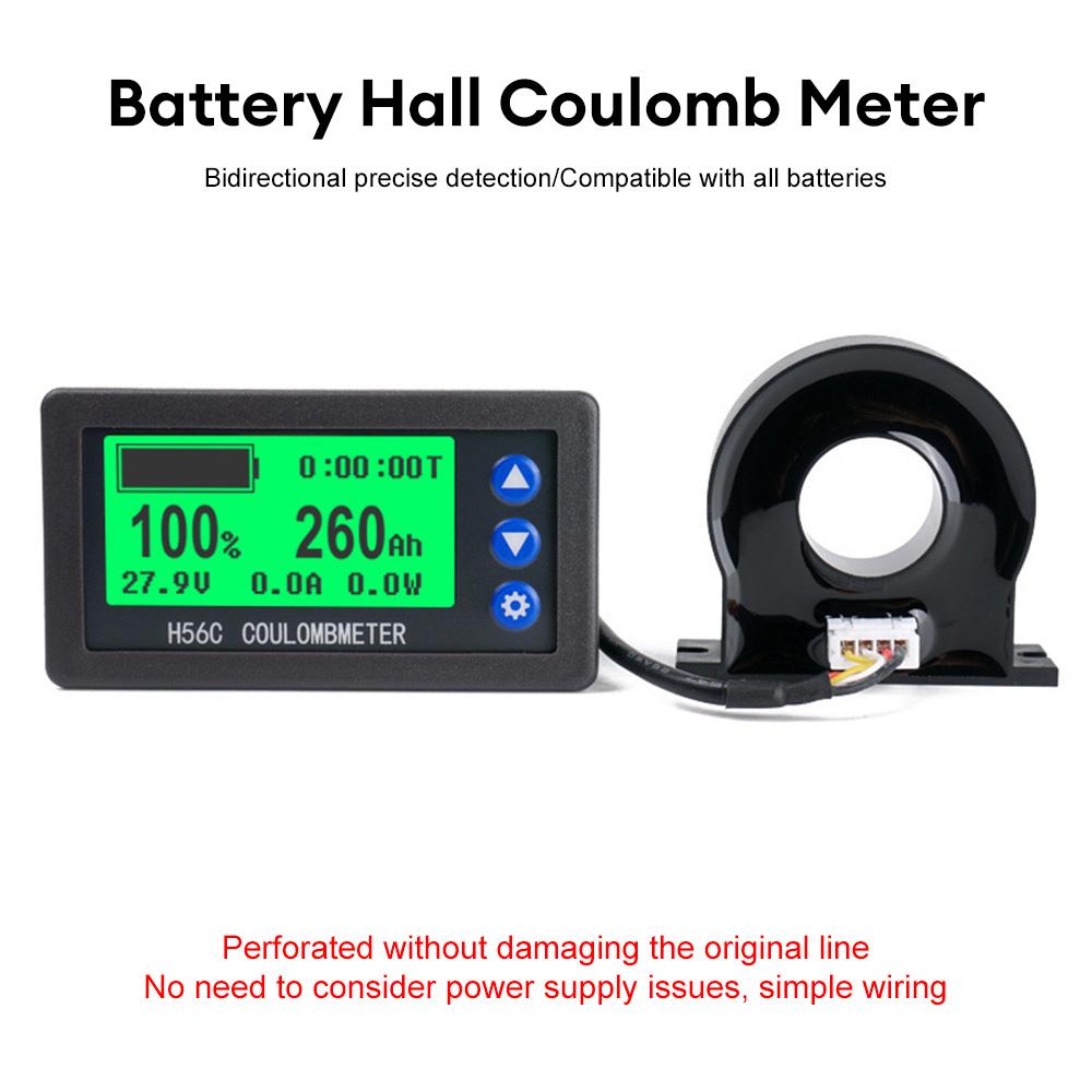 H56CH Coulomb Meter Electric Car Touring Car Battery Level Indicator Voltmeter Amperemeter 12V 24V Capacity Detector 9-100V 400A