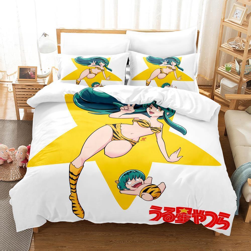 Urusei Yatsura Лам Постельный набор Односпальный Двуспальный Полный Королевский Кинг Сайз Набор для кровати Взрослый Детский Спальня Комплекты пододеяльников Аниме Набор простыней