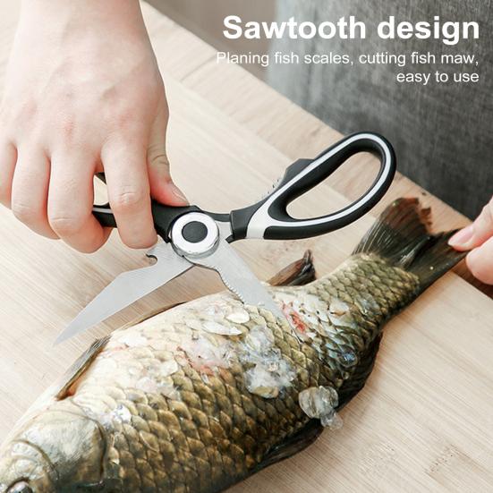 Кухонные ножницы Ножницы для куриных костей Нескользящие удобные ножницы из нержавеющей стали с защитным чехлом Многофункциональные прочные ножницы