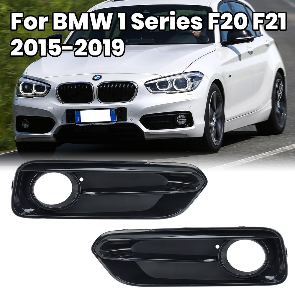 Front Bumper Fog Light Racing Grilles For BMW 1 Series F20 F21 LCI Sport 2015-2018 Fog Lamp Grill Cover Glossy Black accessoires