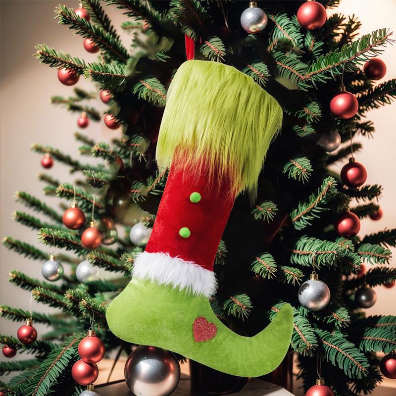 1 шт. большой рождественский декоративный кулон в виде елки с зелеными волосами в виде монстра-носка