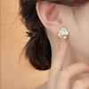 Korean Camellia Stud Earrings Unique White Color Enamel Geometric Personality Women Jewelry Flower Earring