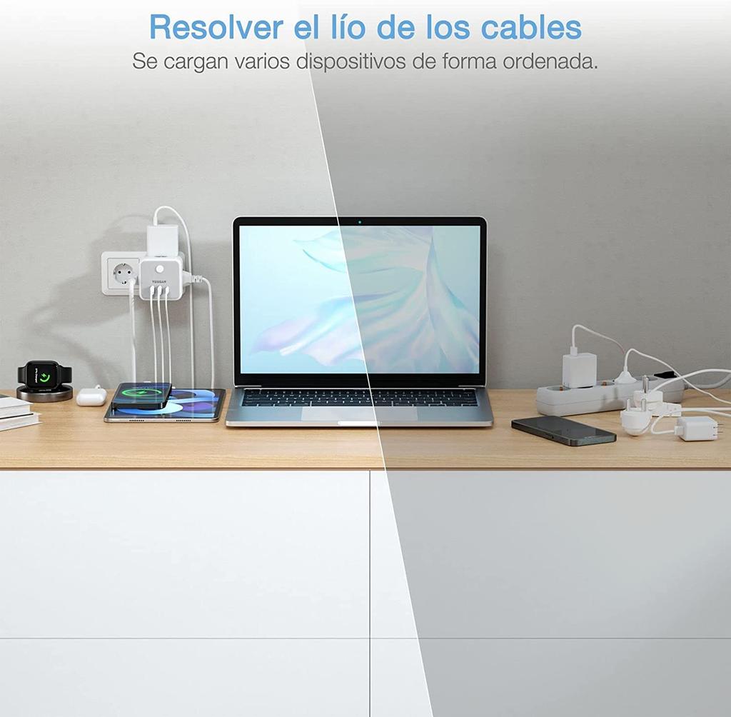 Tessan EU KR Plug Multi Outlets Power Strip with USB Ports Type C Wall Charger Electric Extension Socket Adapter for Home Office