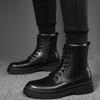 Модные мужские повседневные сценические ночные клубные платья на платформе черные осенне-зимние туфли ковбойские оригинальные кожаные ботинки красивые мотоциклетные ботинки