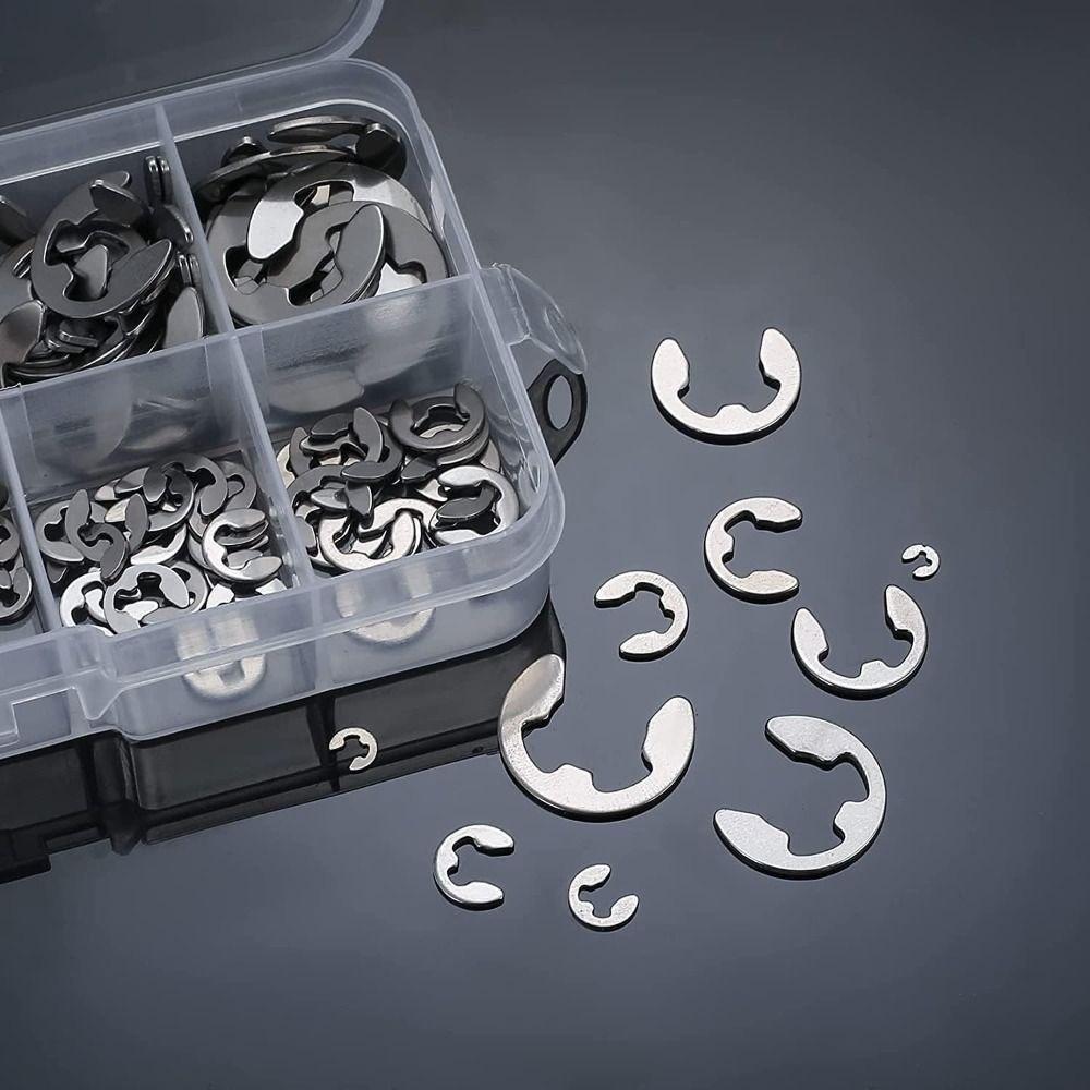 120PCS Silver Retaining Rings Stainless Steel Snap Ring Set E-Clip Assortment Circlip