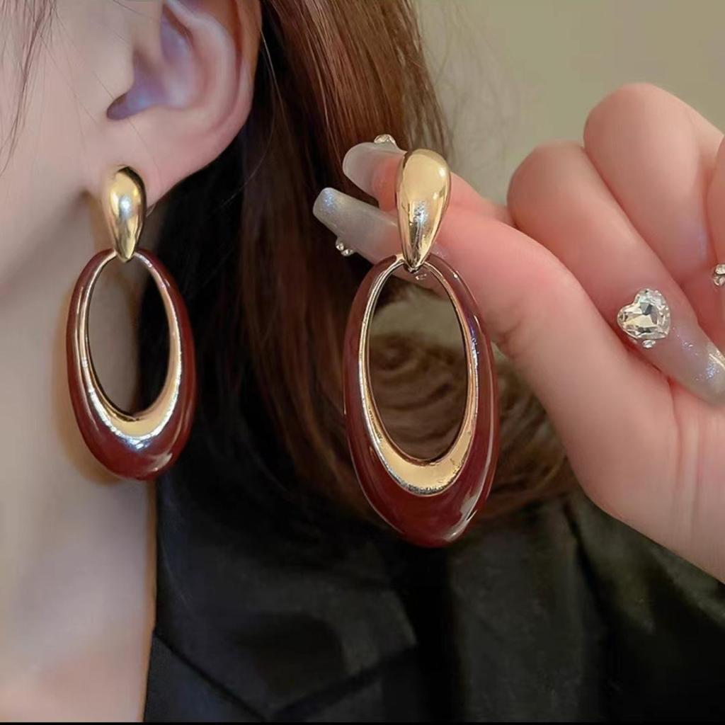 Новые осенне-зимние эмалированные серьги-капли, глазированные овальные серьги, преувеличенный тренд, простые и универсальные серьги