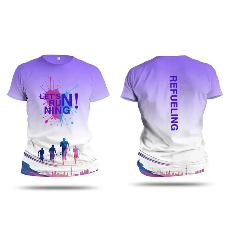 Мужская футболка для фитнеса и бега на открытом воздухе, спортивные футболки, новые летние повседневные женские топы с короткими рукавами, модные топы в стиле Харадзюку с 3D-градиентом