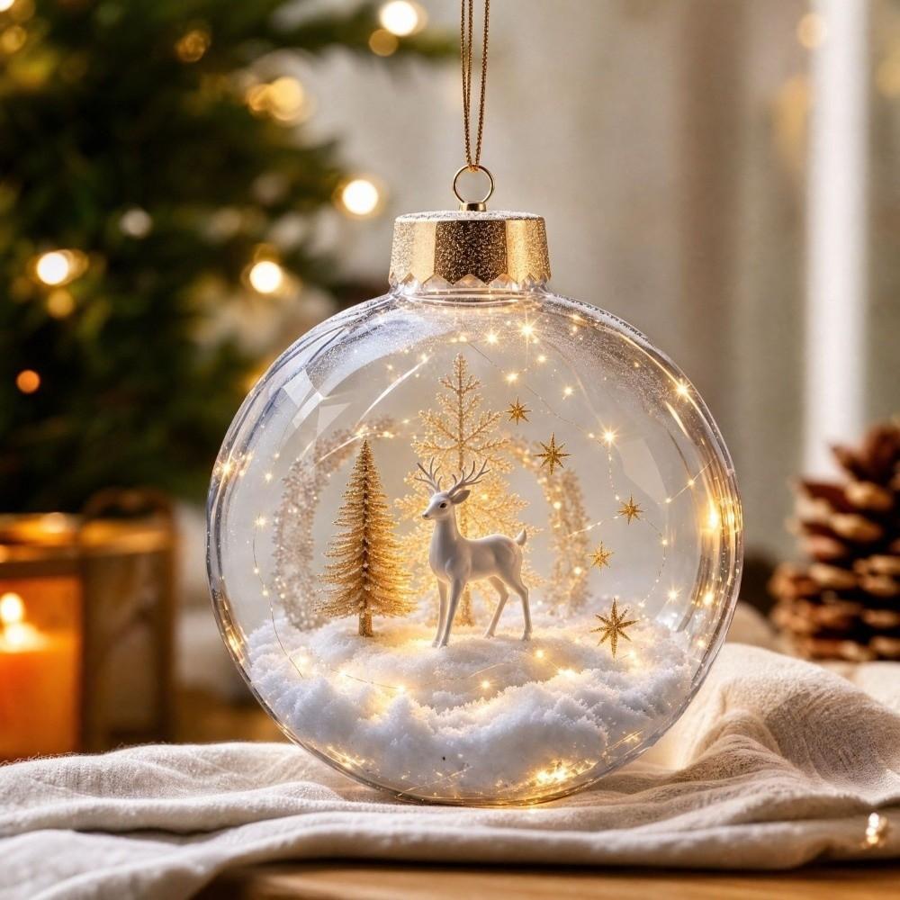 2D Flat Pattern Christmas Ball Ornament Shatterproof Hanging Light Up Ornament Holiday