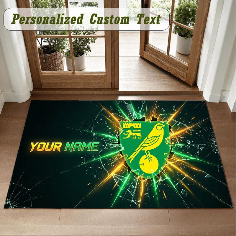 Crystal Velvet Square Rug Custom NameNorwich City Pattern Non Slip Home Floor Decor Rug
