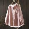 Женская полосатая рубашка с длинным рукавом и отложным воротником, повседневная и универсальная для лета