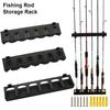 1Set Wall-mounted Fishing Rod Storage Rack 6 Holes Fishing Rod Stand Bracket  Fishing Accessory